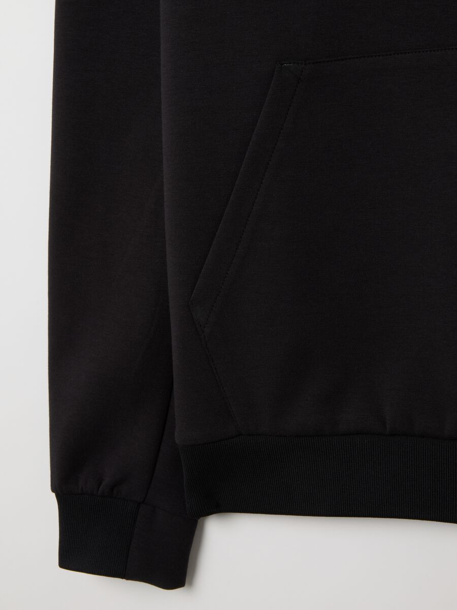 Black cotton blend sweatshirt with front pocket_1
