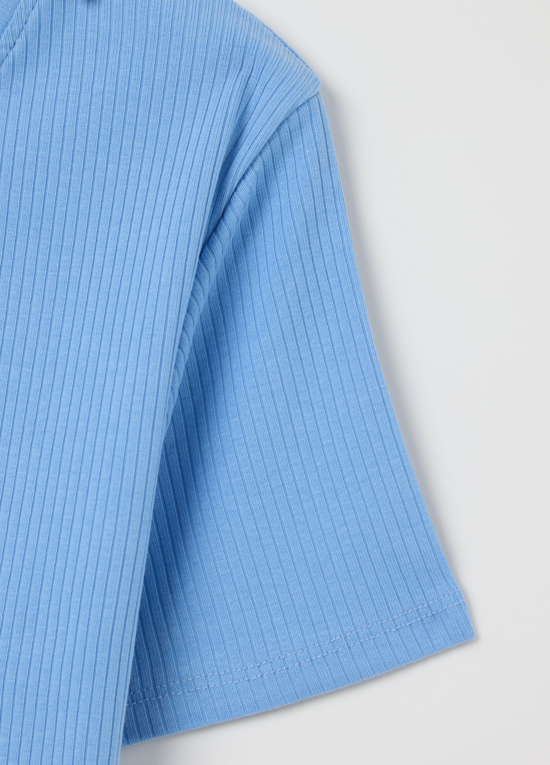 Women’s light blue fitted T-shirt in stretch cotton