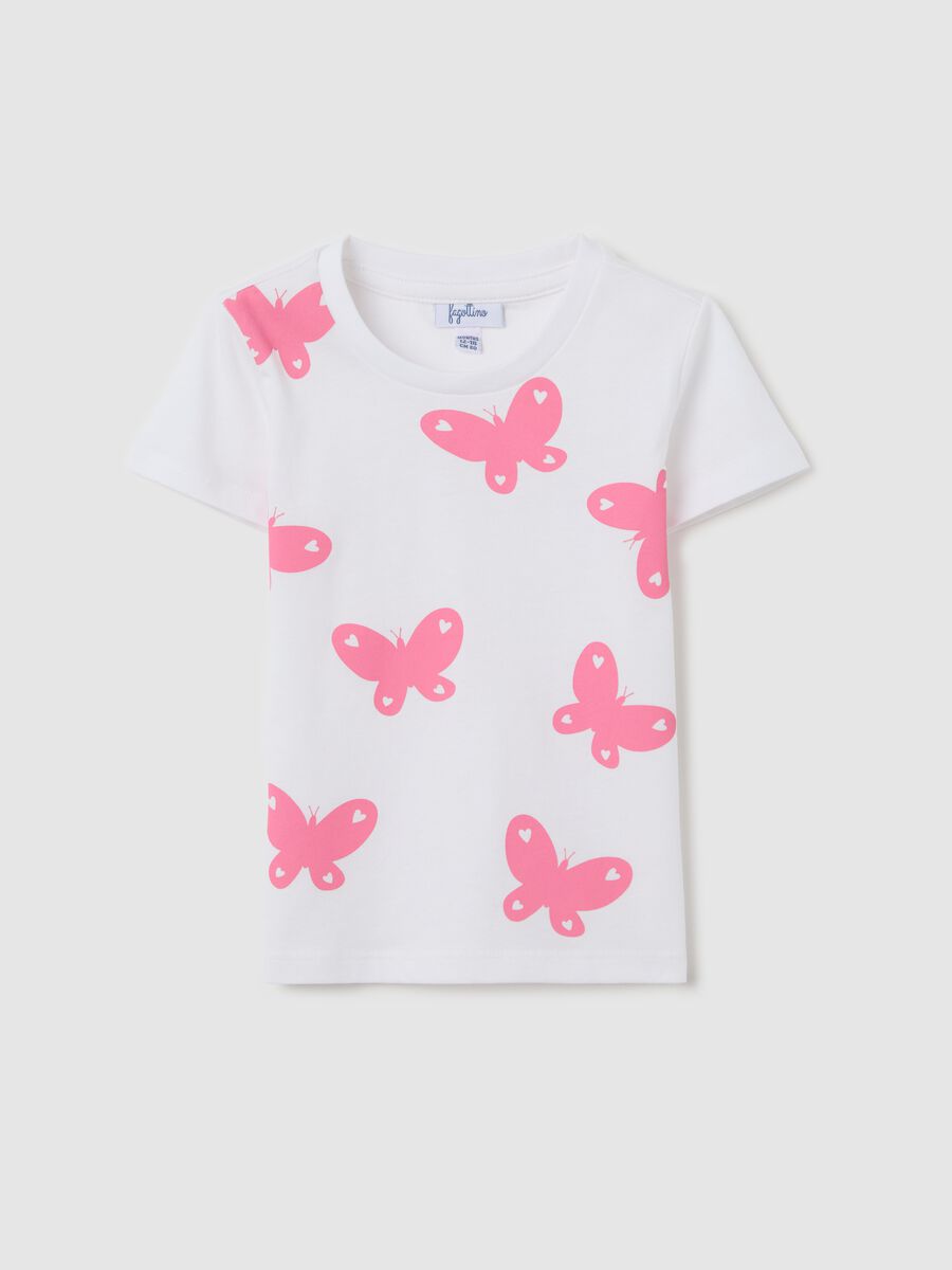 White cotton T-shirt with print_0