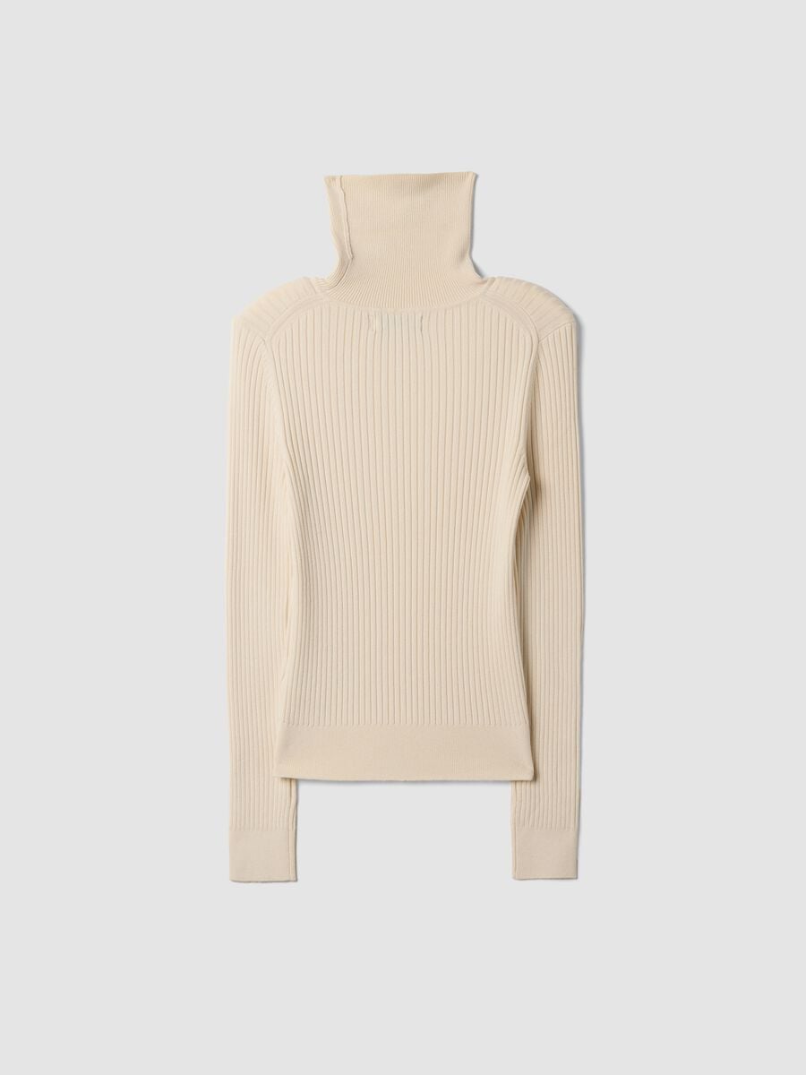 Beige ribbed viscose-blend roll-neck jumper_1