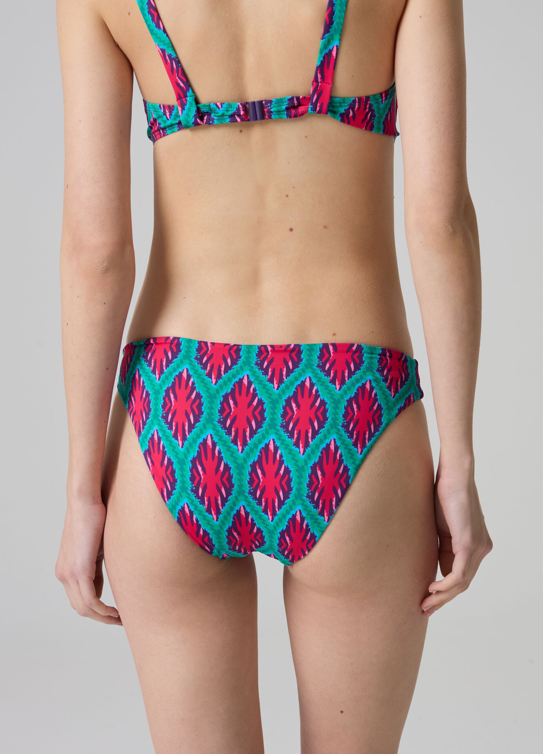Ikat print bikini bottoms with buckle