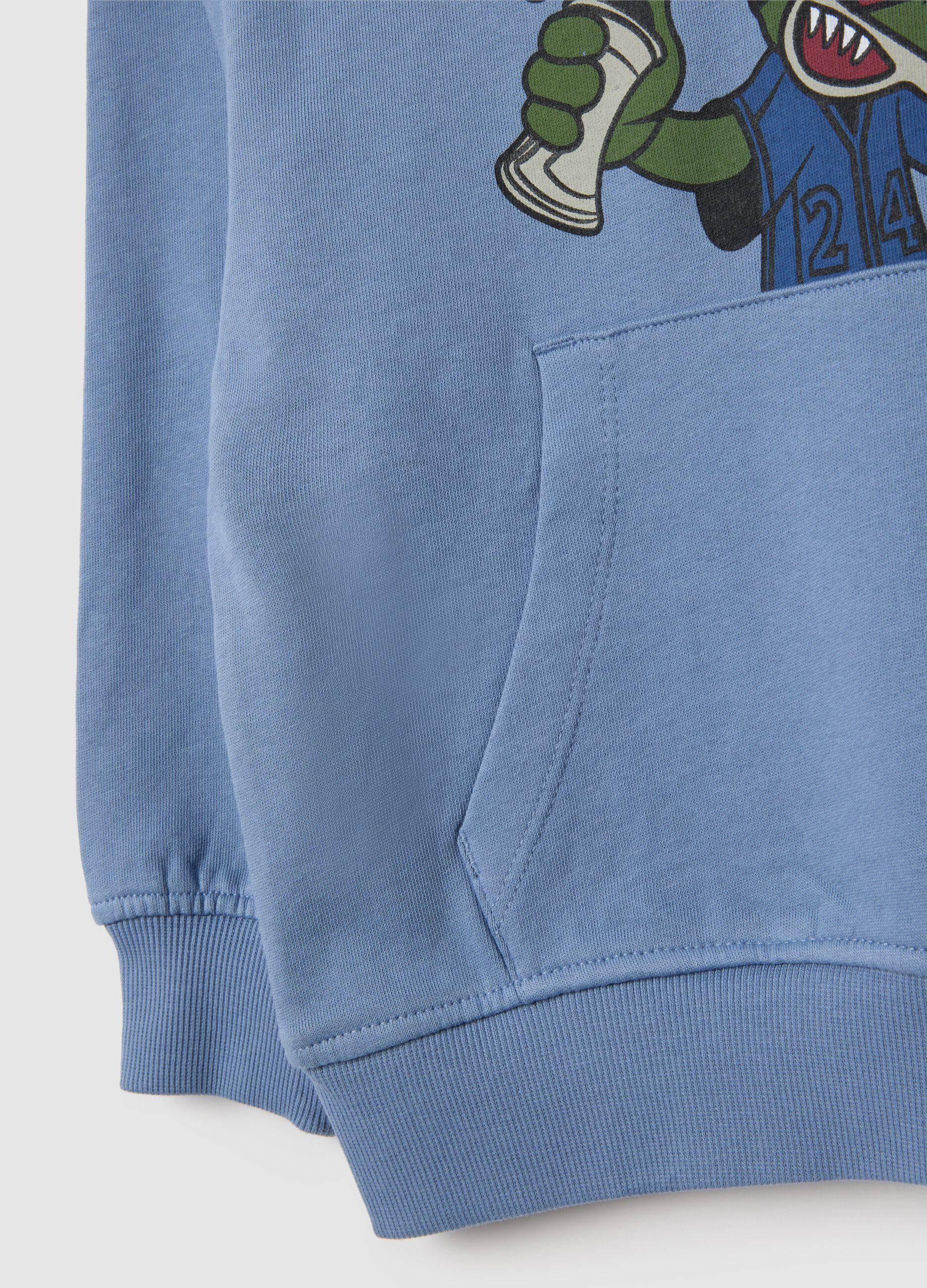 Regular fit light blue children's sweatshirt in pure cotton
