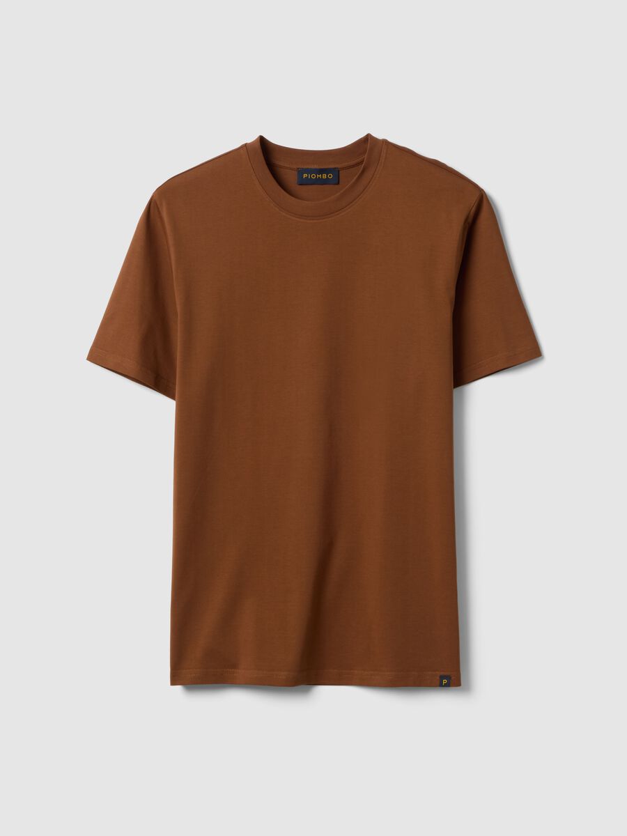 Brown crew neck pure cotton t-shirt relaxed fit_4