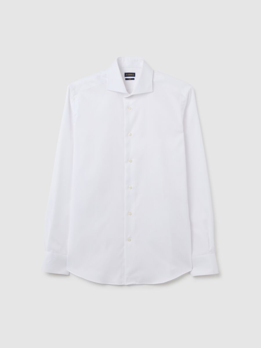 Camicia in puro cotone bianca slim fit_4