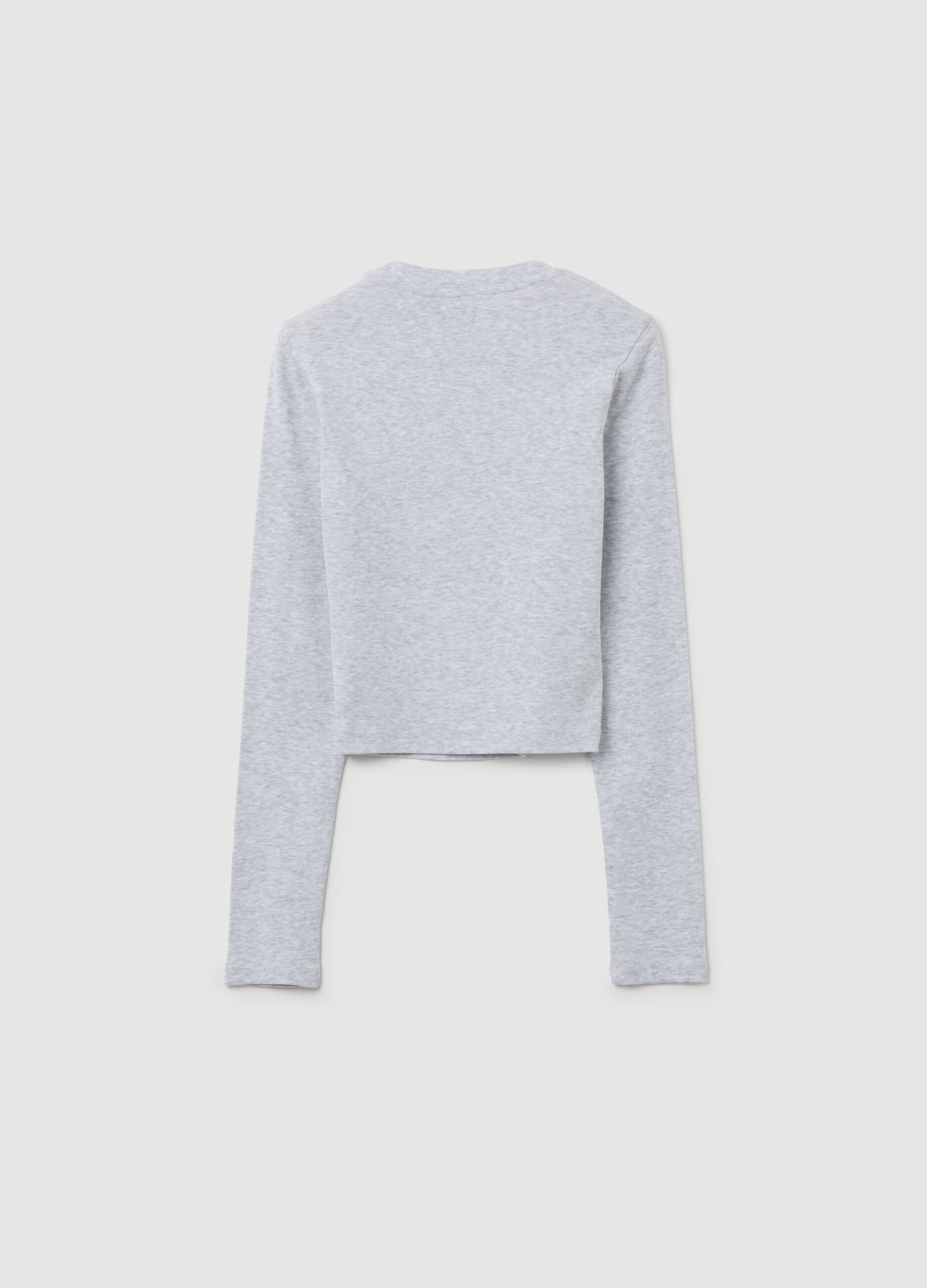 Girl's grey stretch cotton top regular fit