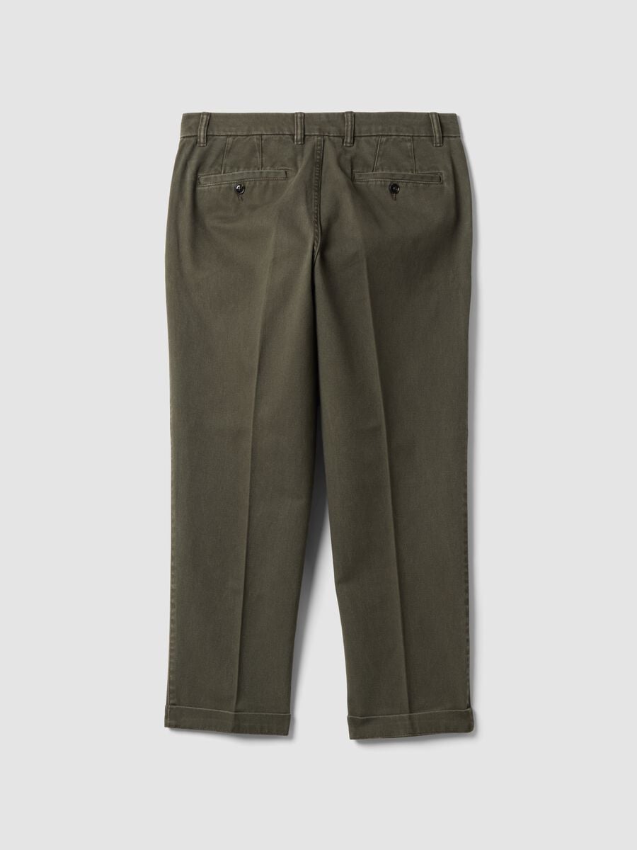 Green pure cotton carrot-fit chino trousers_2