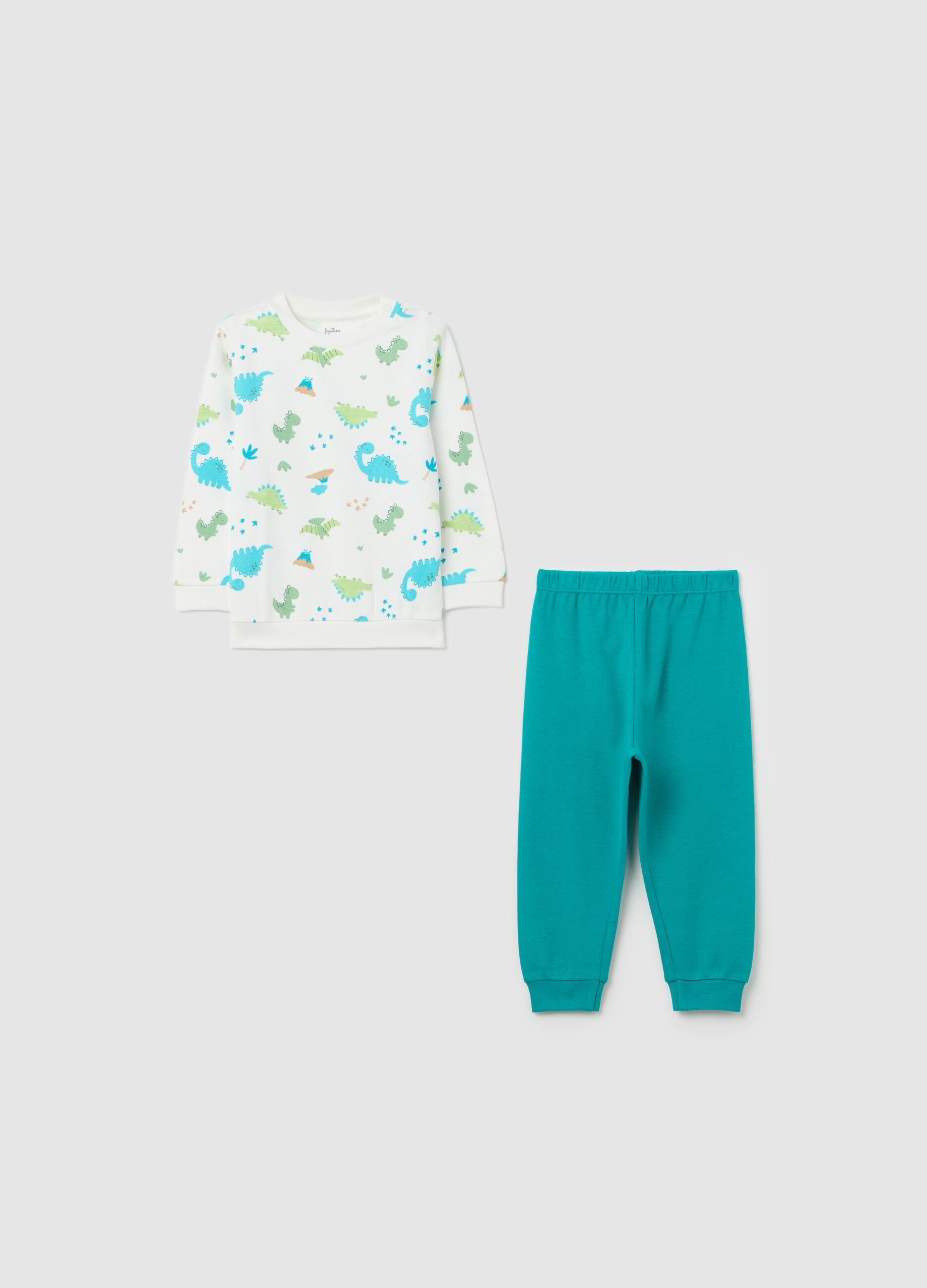 Cotton pyjamas with dinosaur print