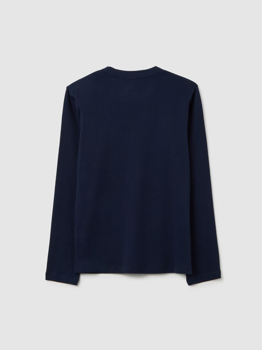 Maglia da ragazzo in puro cotone blu regular fit_1
