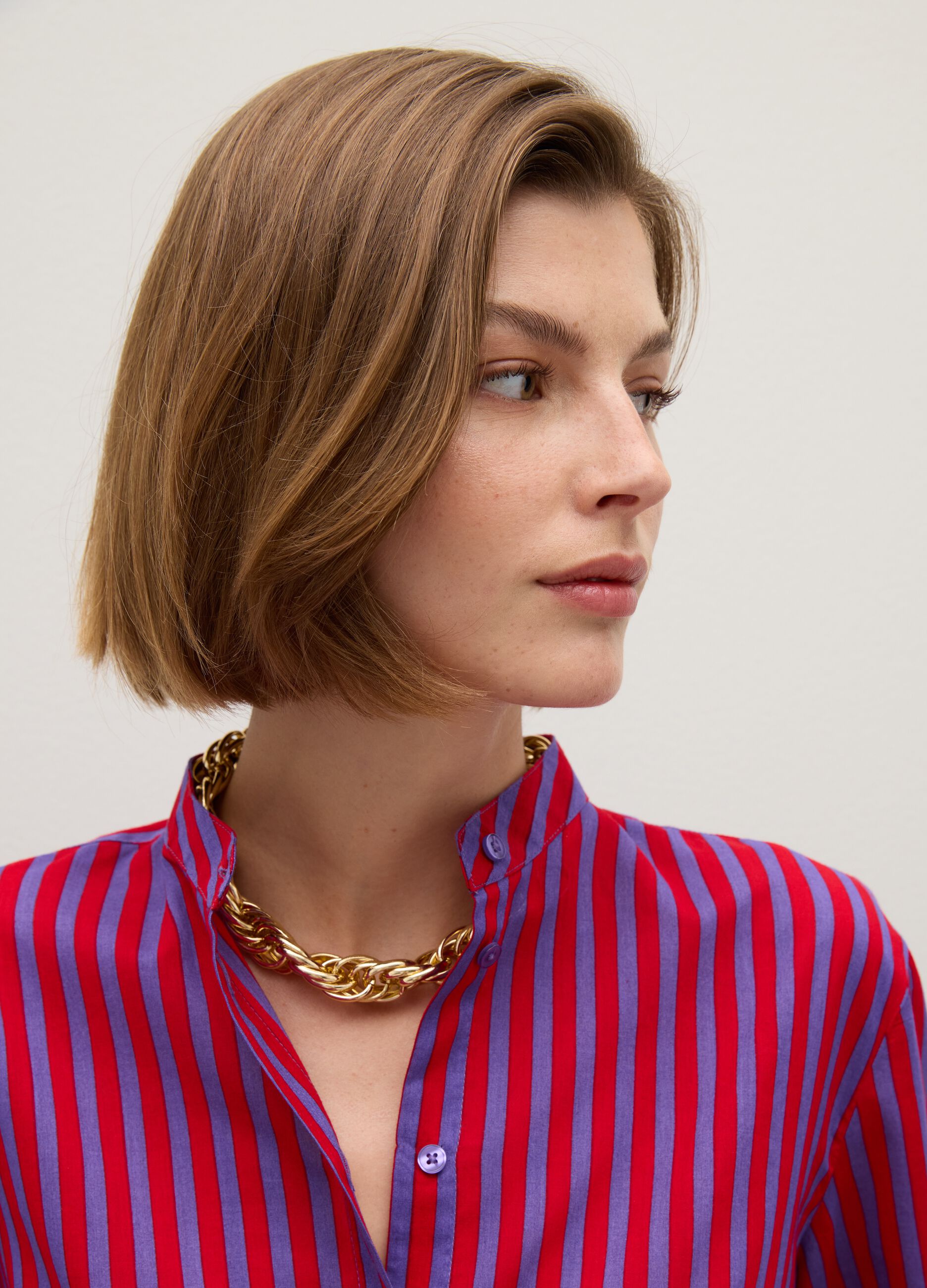 Multicolour striped shirt in pure cotton regular fit