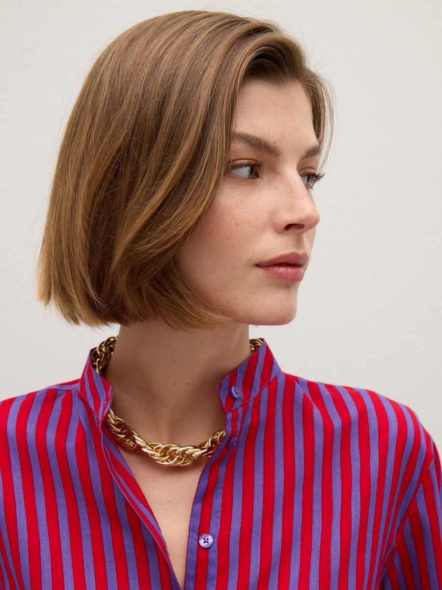Multicolour striped shirt in pure cotton regular fit_2