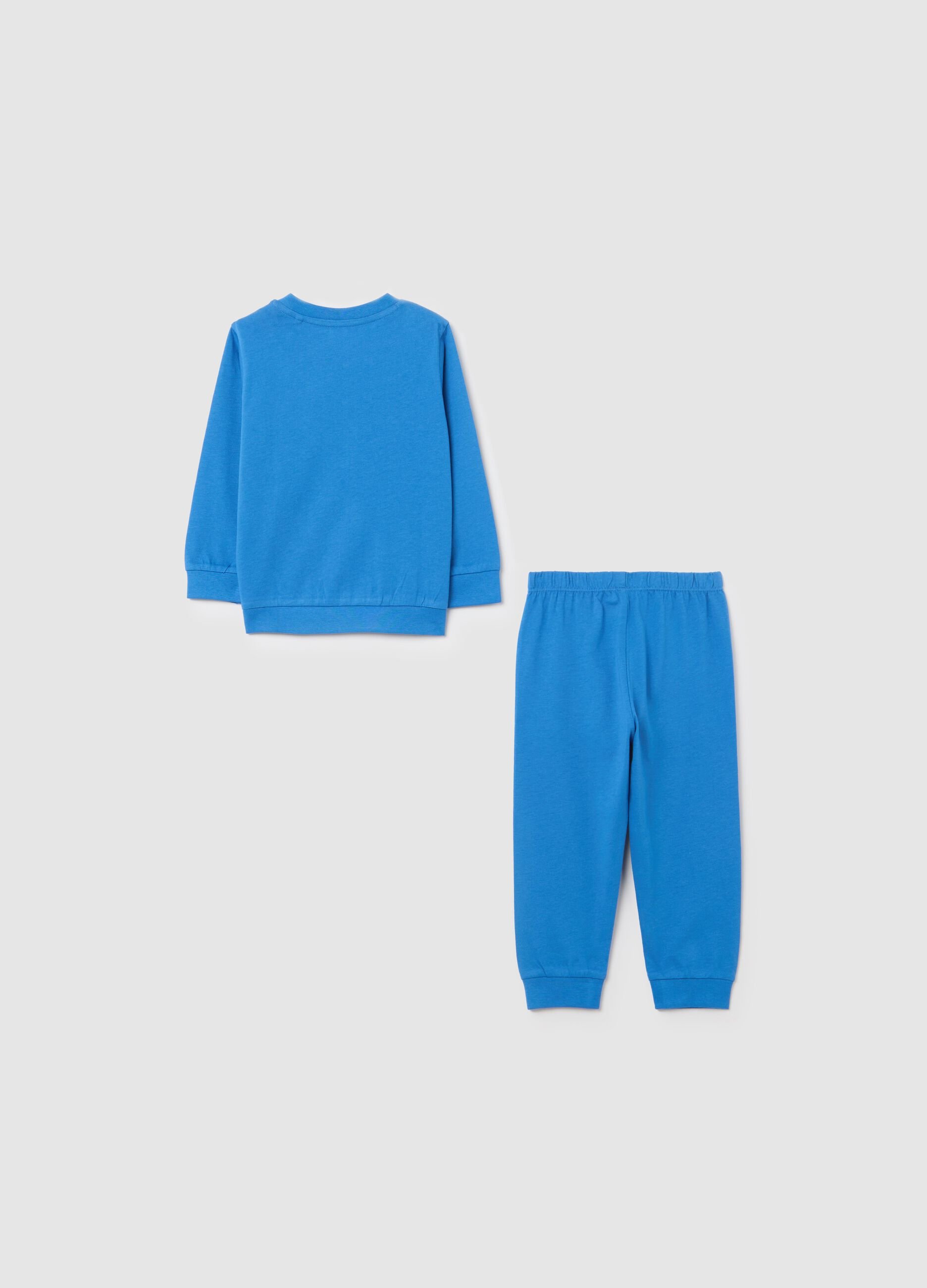 Light blue organic cotton pyjamas with chameleon print
