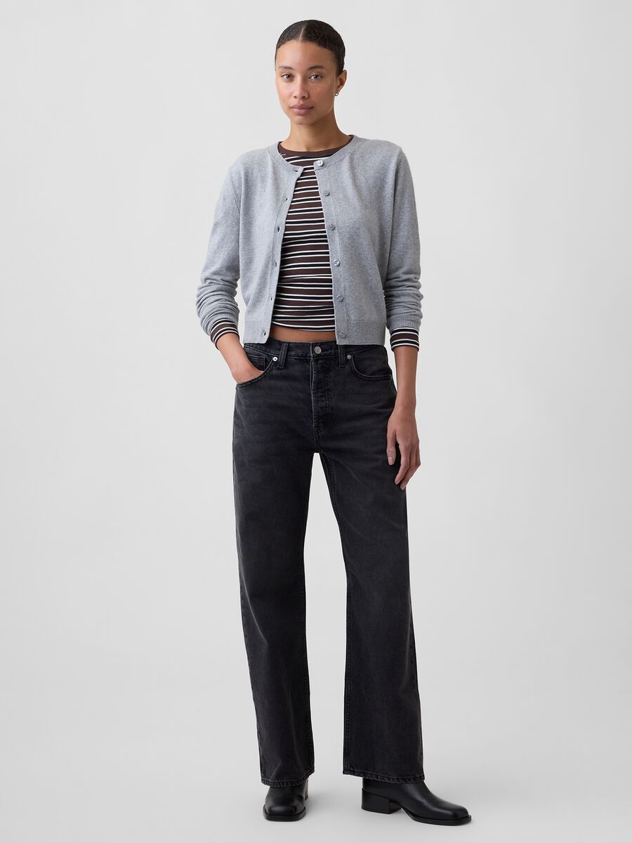 Jeans neri in puro cotone a gamba dritta over_0