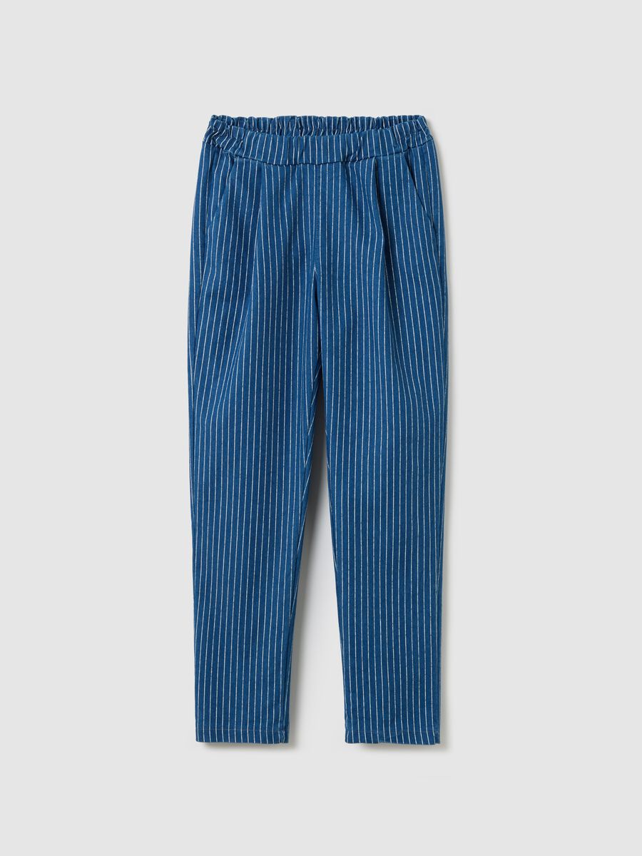 Blue cigarette trousers with striped pattern_4