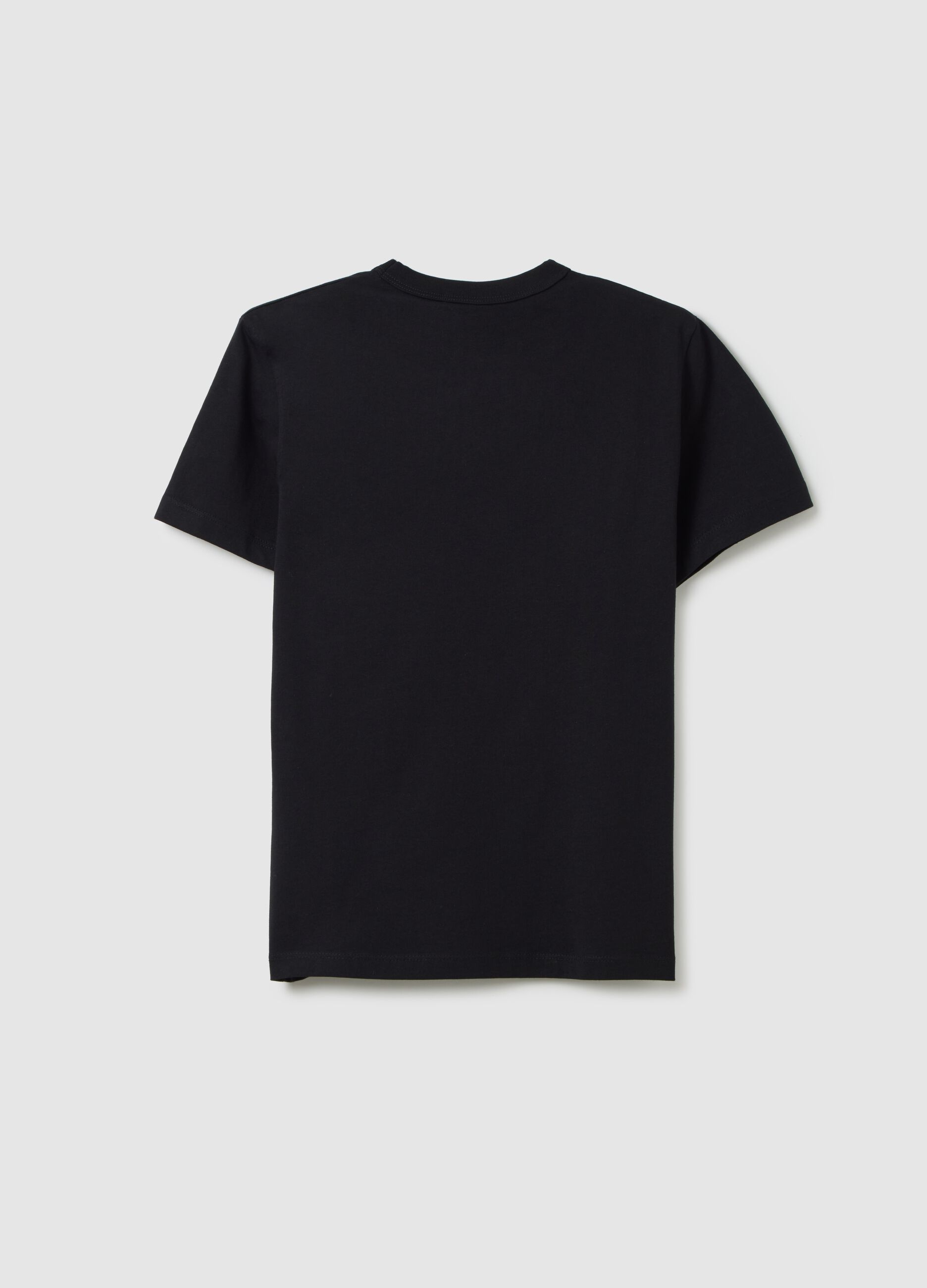 T-shirt da ragazzo in puro cotone nero regular fit