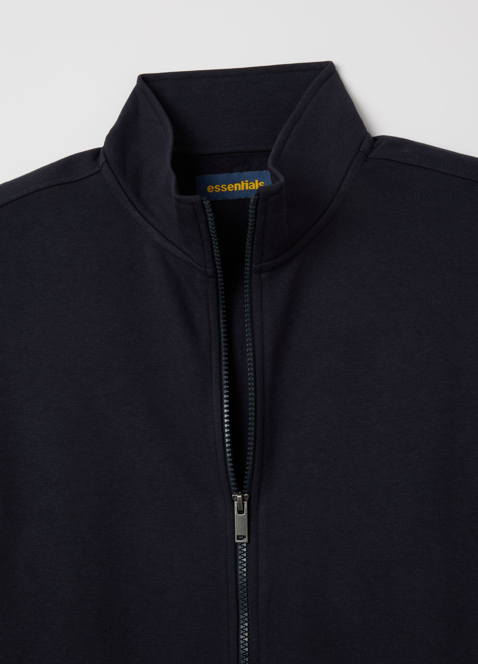 Felpa in misto cotone blu con zip