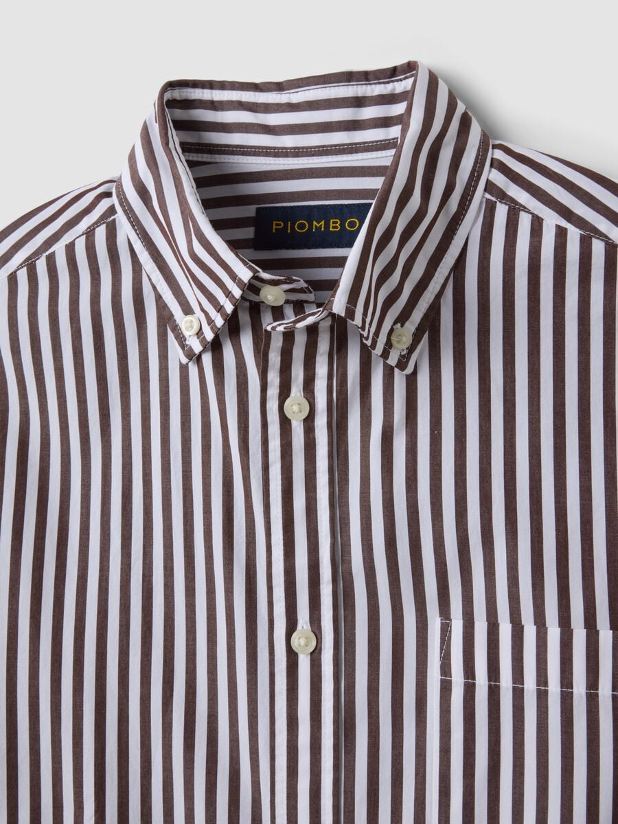 White pure cotton poplin striped shirt, regular fit_5