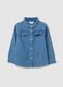 Denim shirt with flounce_0