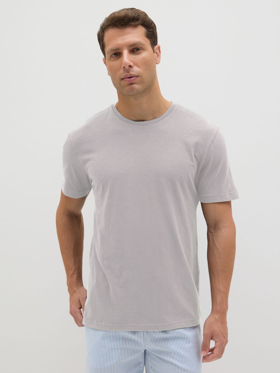 Men's grey pure cotton T-shirt regular fit_1