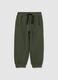 Regular fit green cotton blend kid's joggers_0