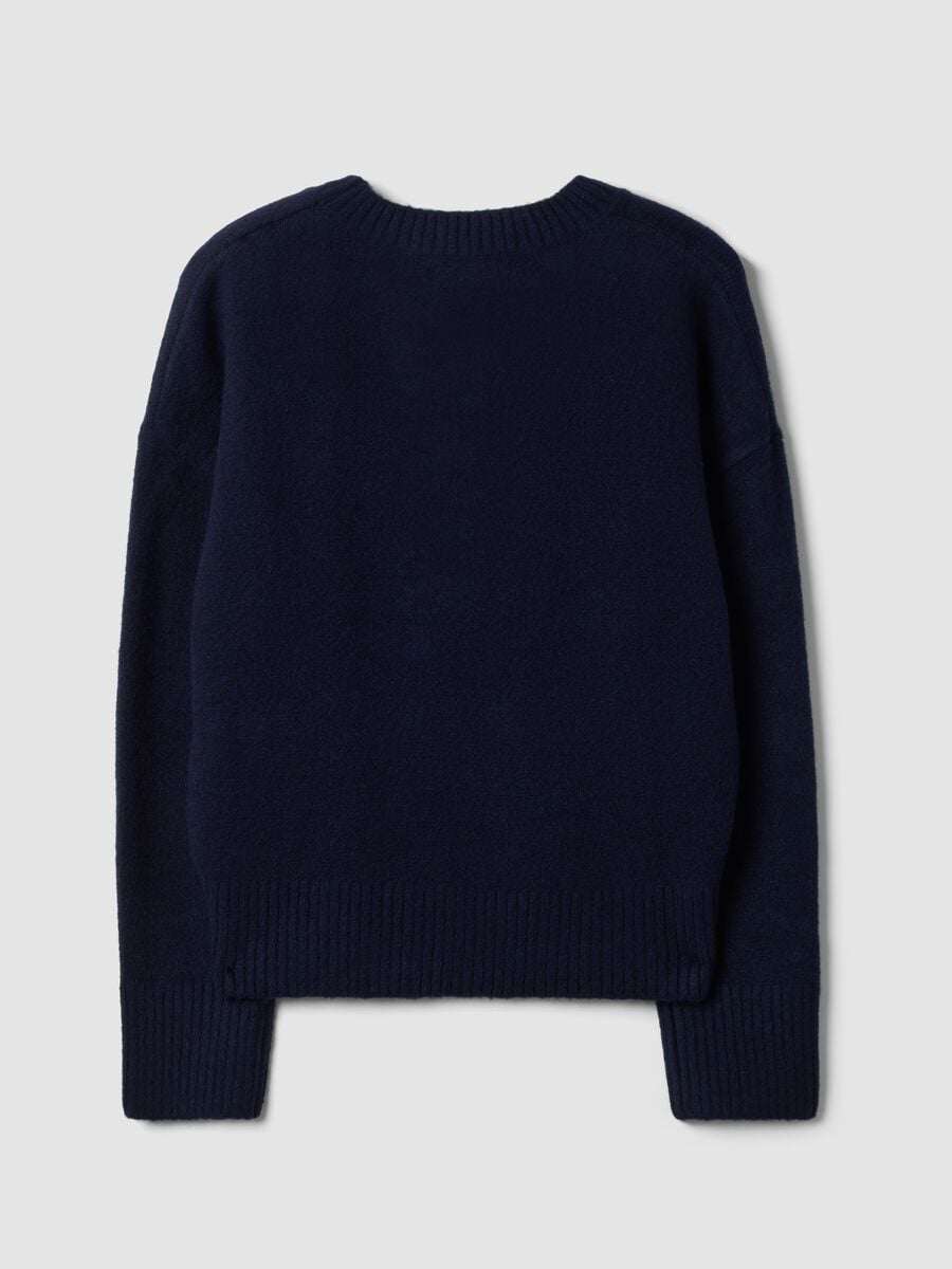 Navy blue stretch wool crew-neck jumper_5