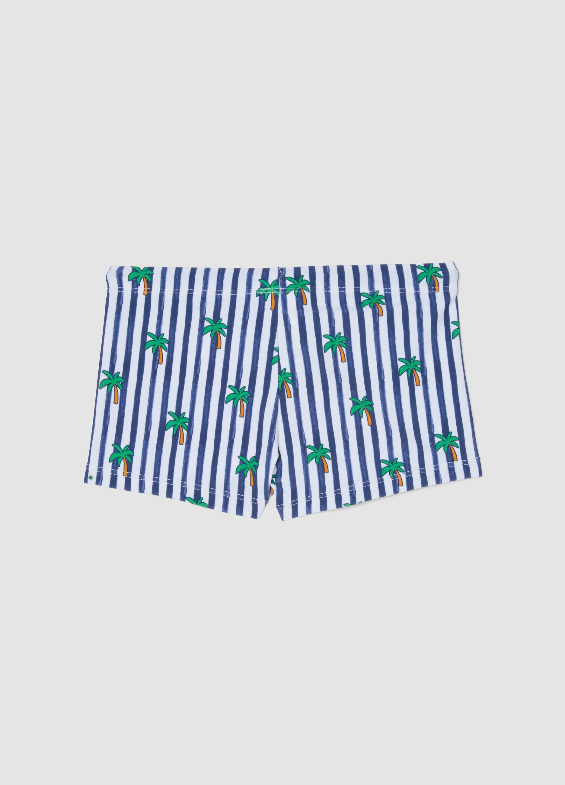 Blue and white stretch boxer swim shorts