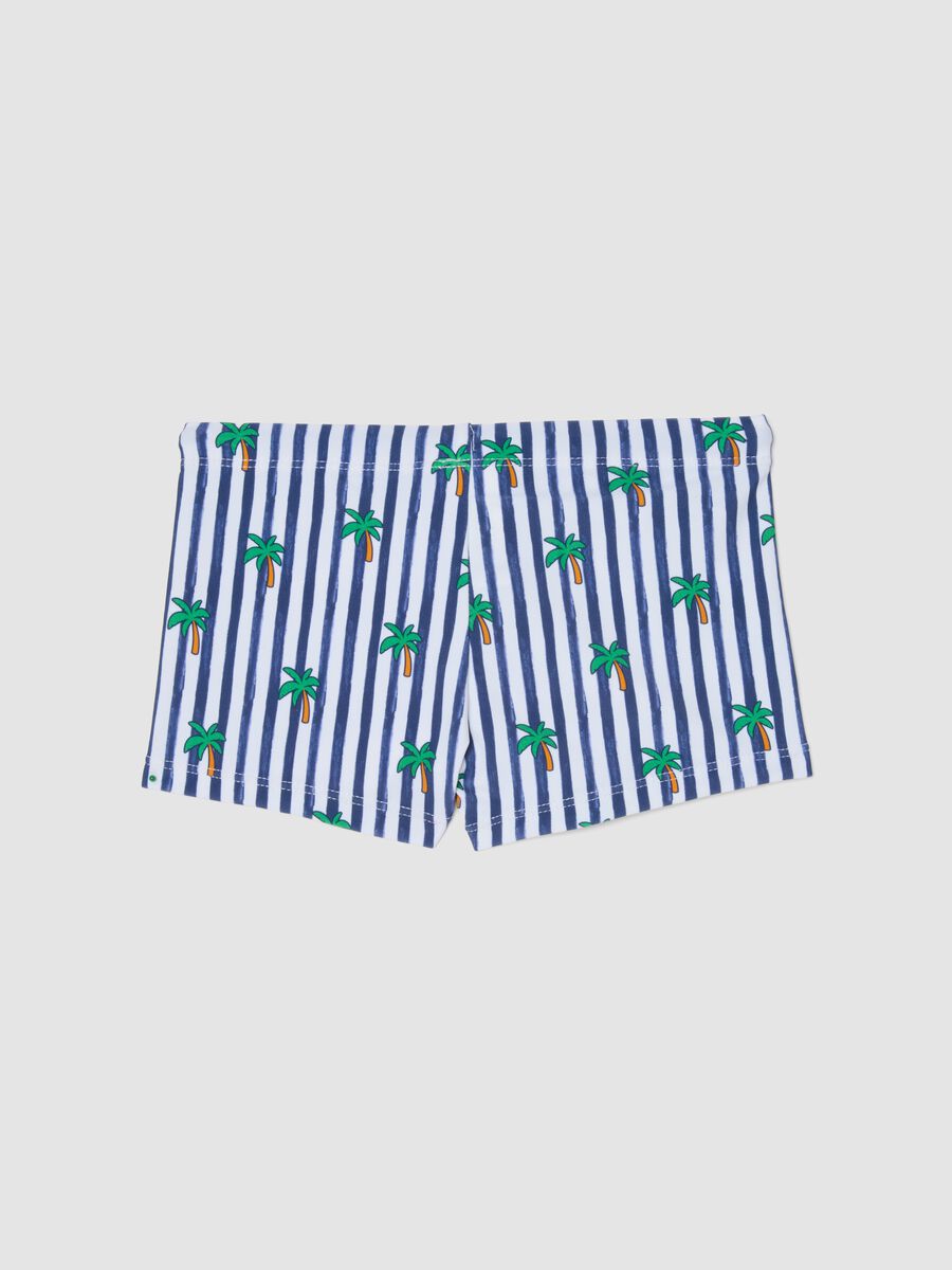 Blue and white stretch boxer swim shorts_1