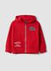 Red organic cotton hoodie with embroidered details, oversized fit, for boys_3