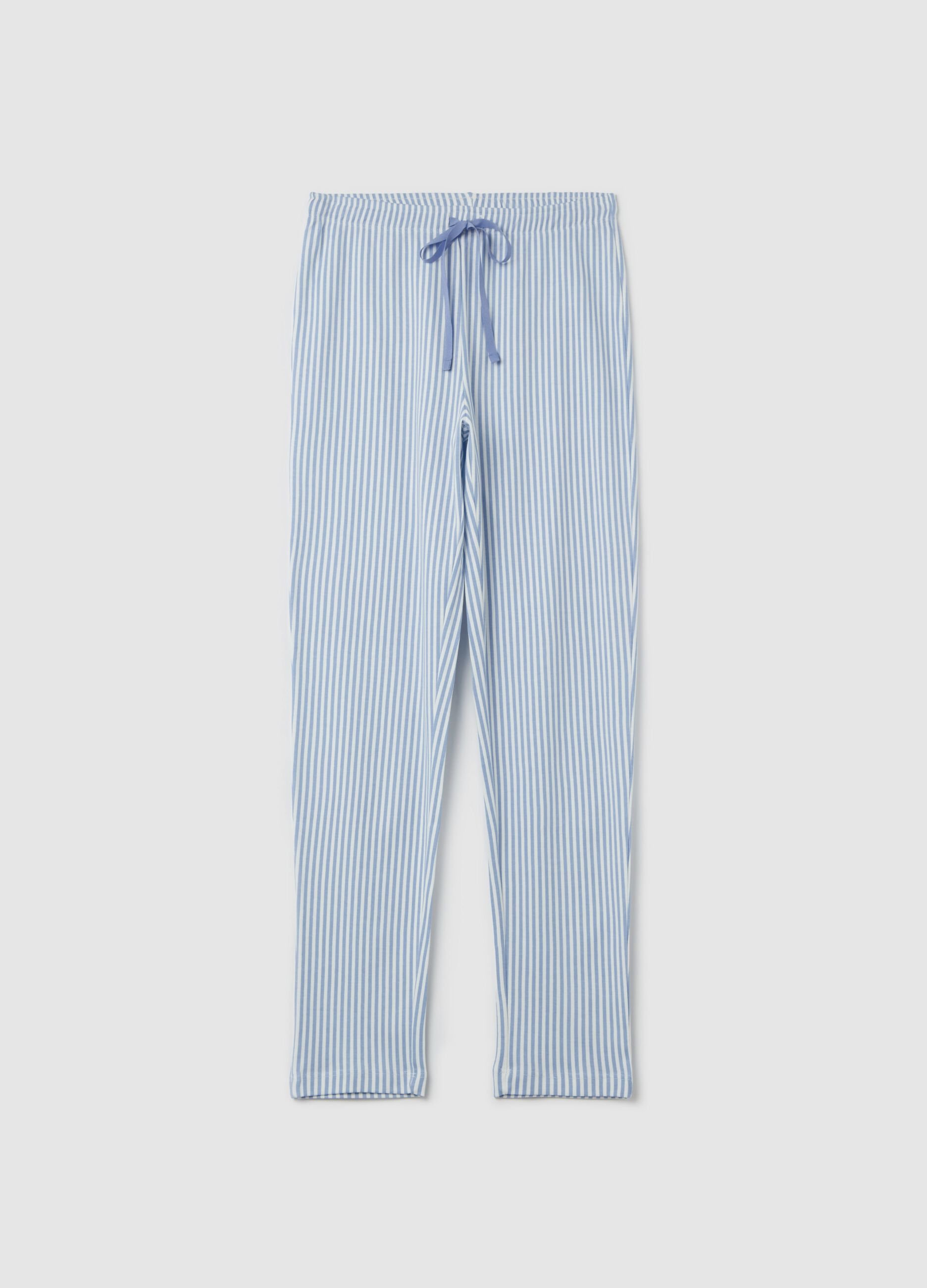 Striped cotton pyjama bottoms