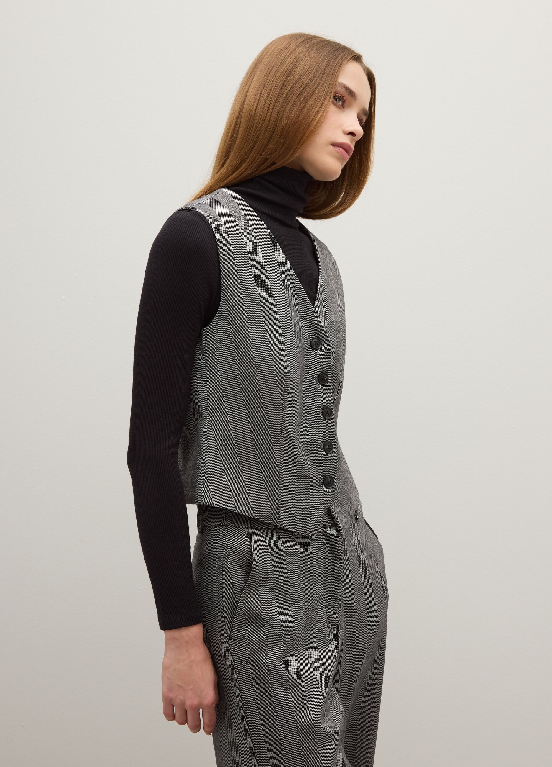 Grey regular fit waistcoat with buttons