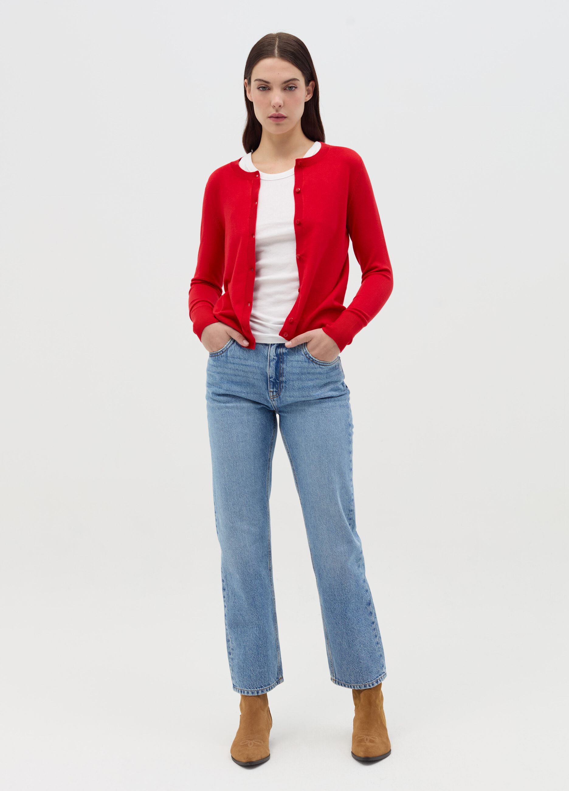 Cardigan con scollo rotondo