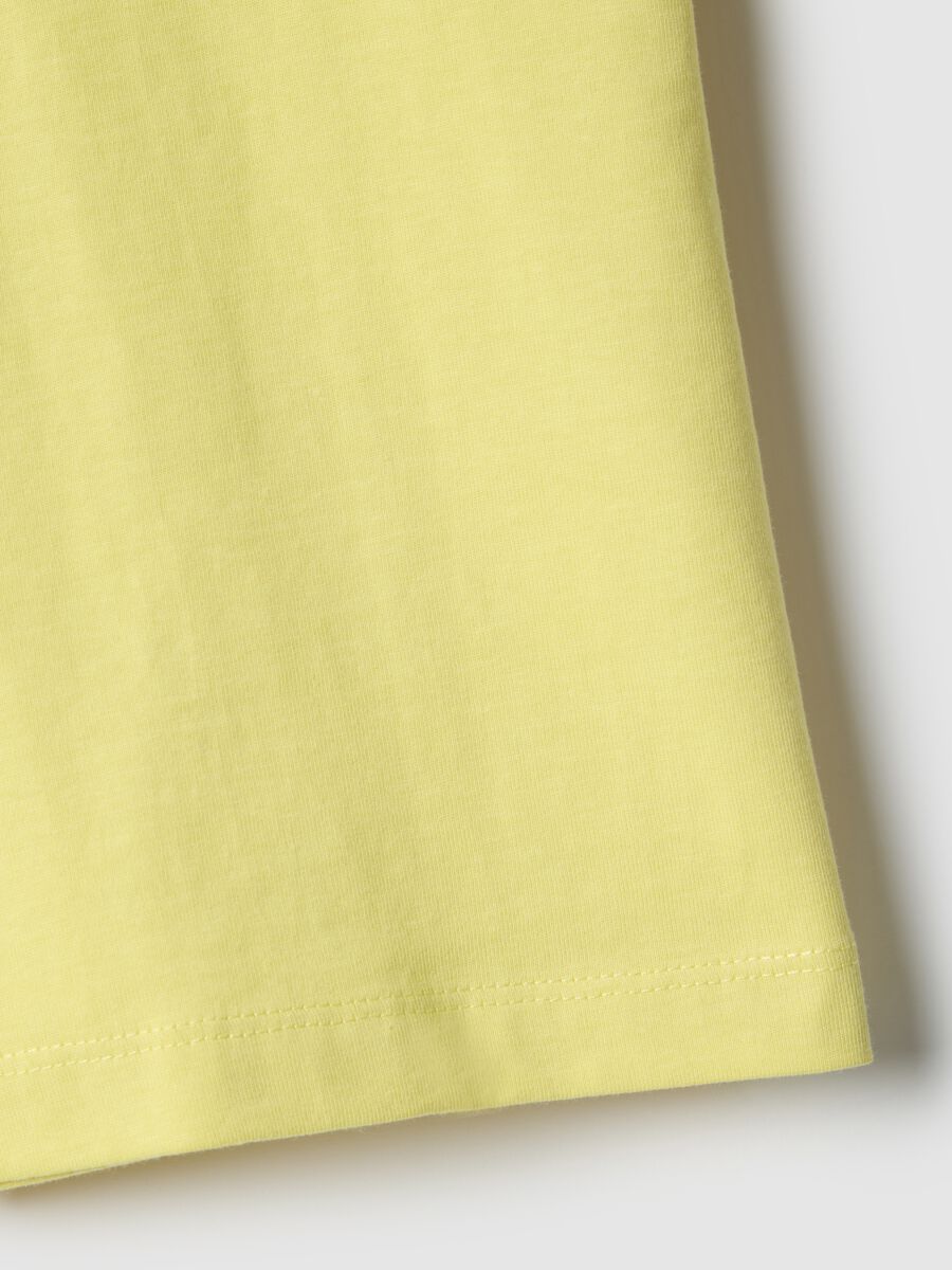 Yellow crew neck t-shirt for boys in pure cotton regular fit_3