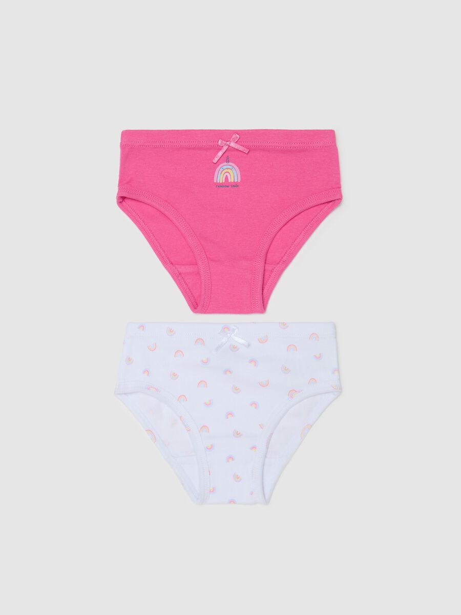 Two-pack cotton briefs with print and bow_0