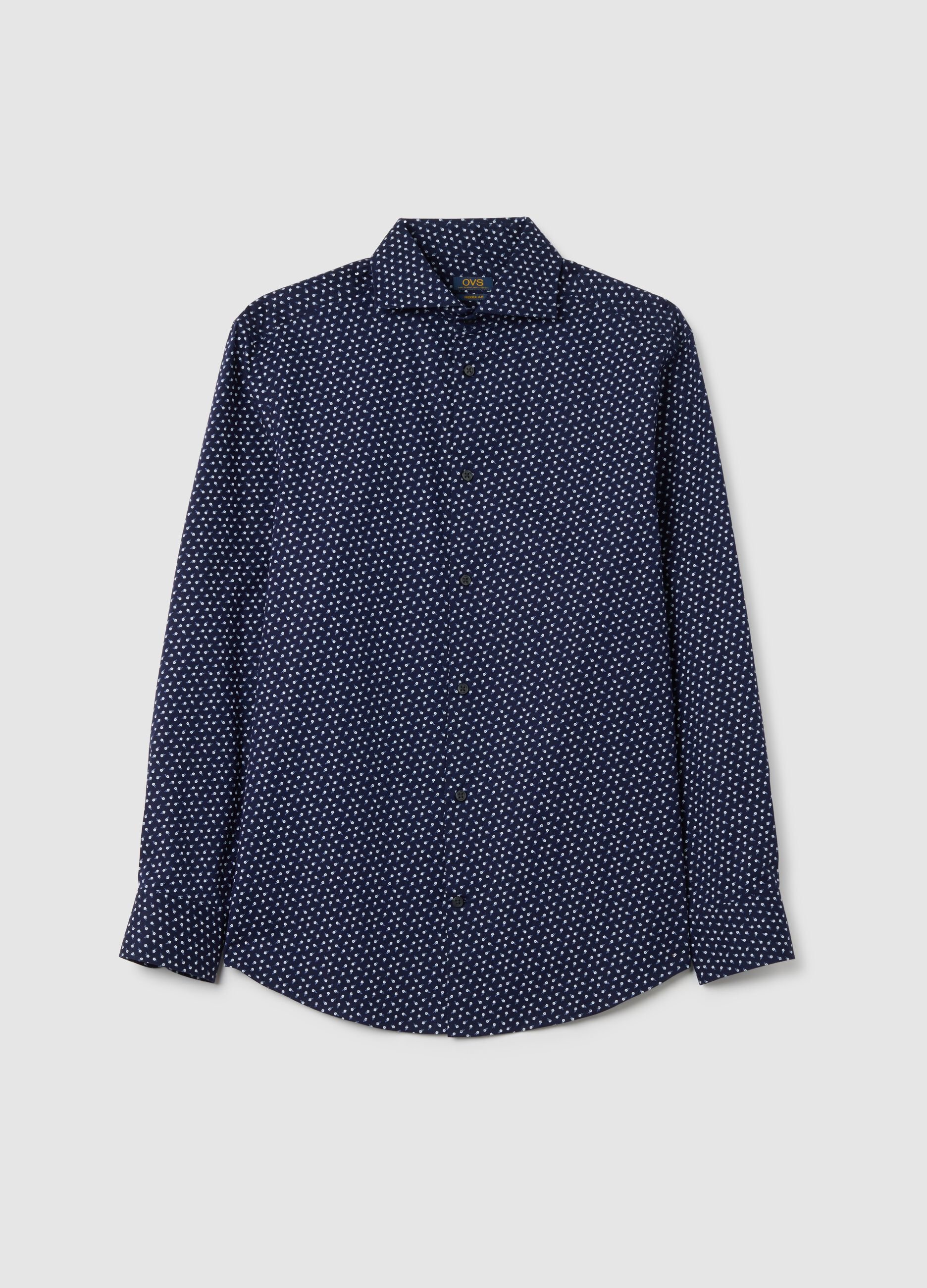 Regular fit blue cotton shirt