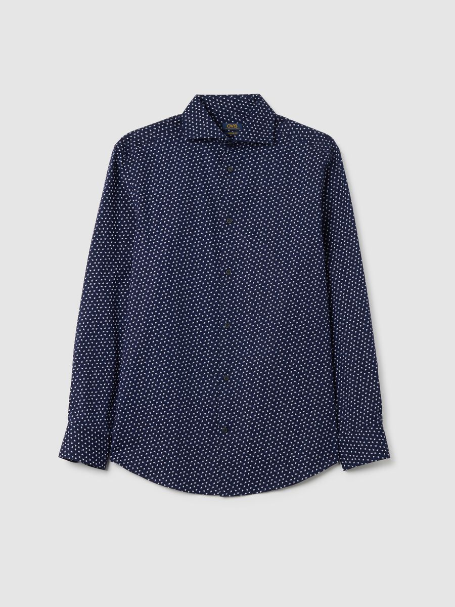 Regular fit blue cotton shirt_4
