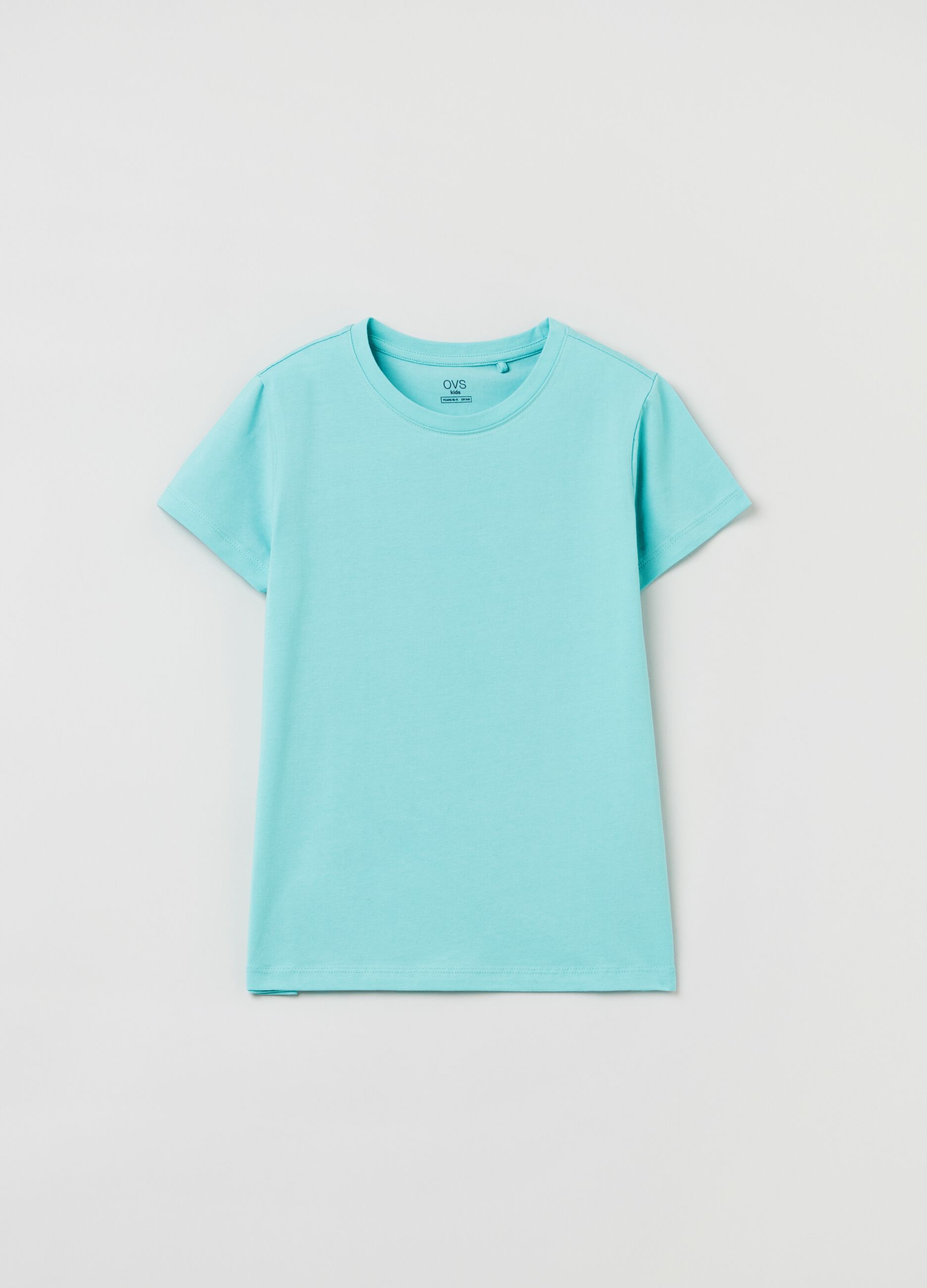 Stretch cotton T-shirt with crew-neck