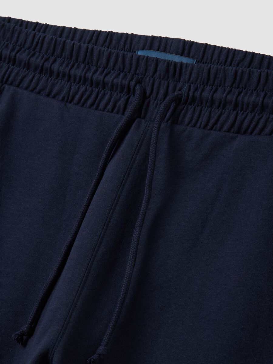 Men's blue cotton blend shorts, regular fit with back pocket_5