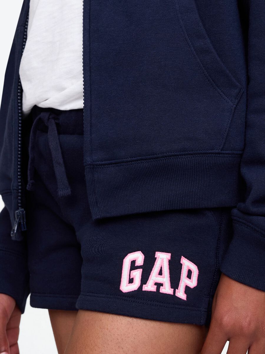 Blue shorts with drawstring and logo patch_3