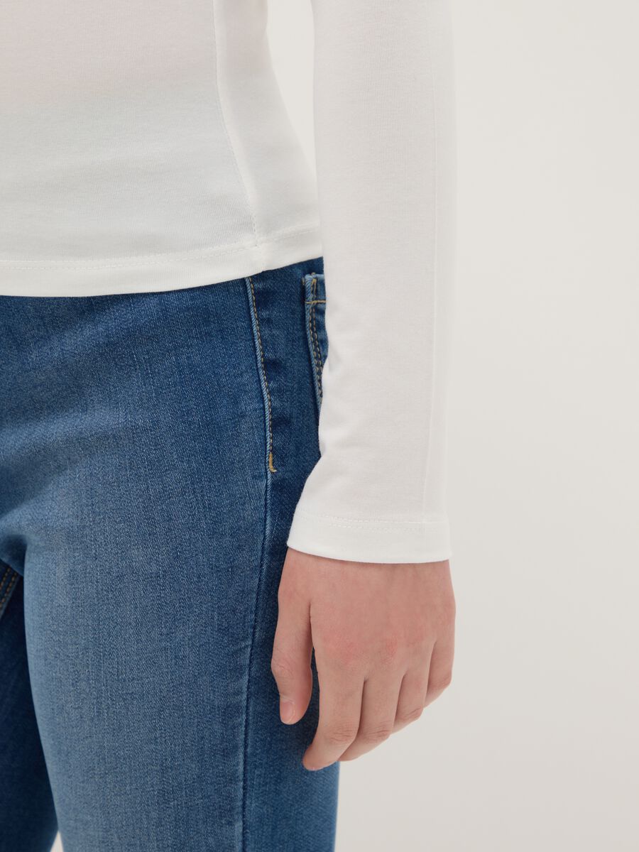 Maglia a maniche lunghe bianca da ragazza in misto cotone slim fit_2
