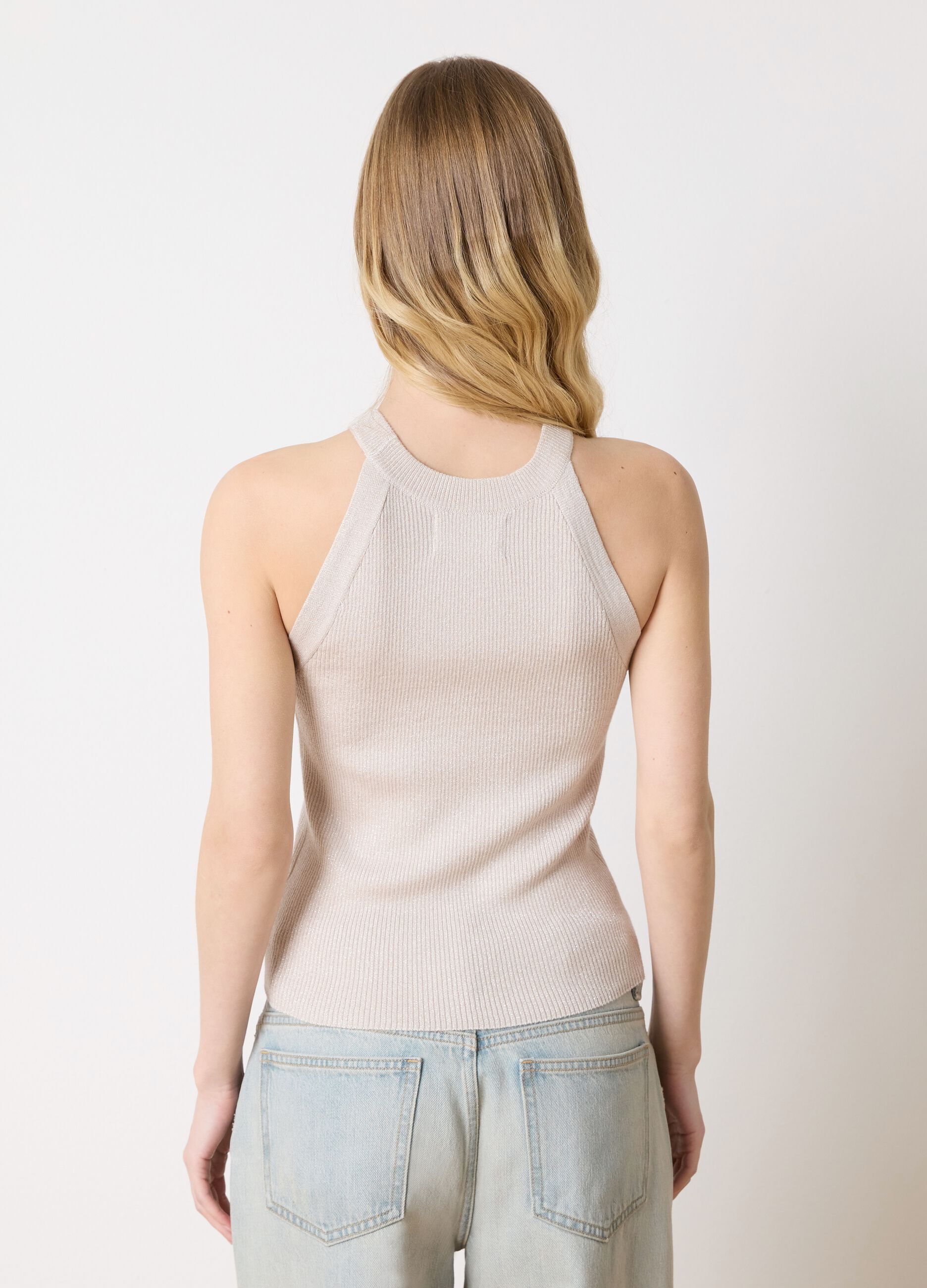 Ribbed tank top with lurex