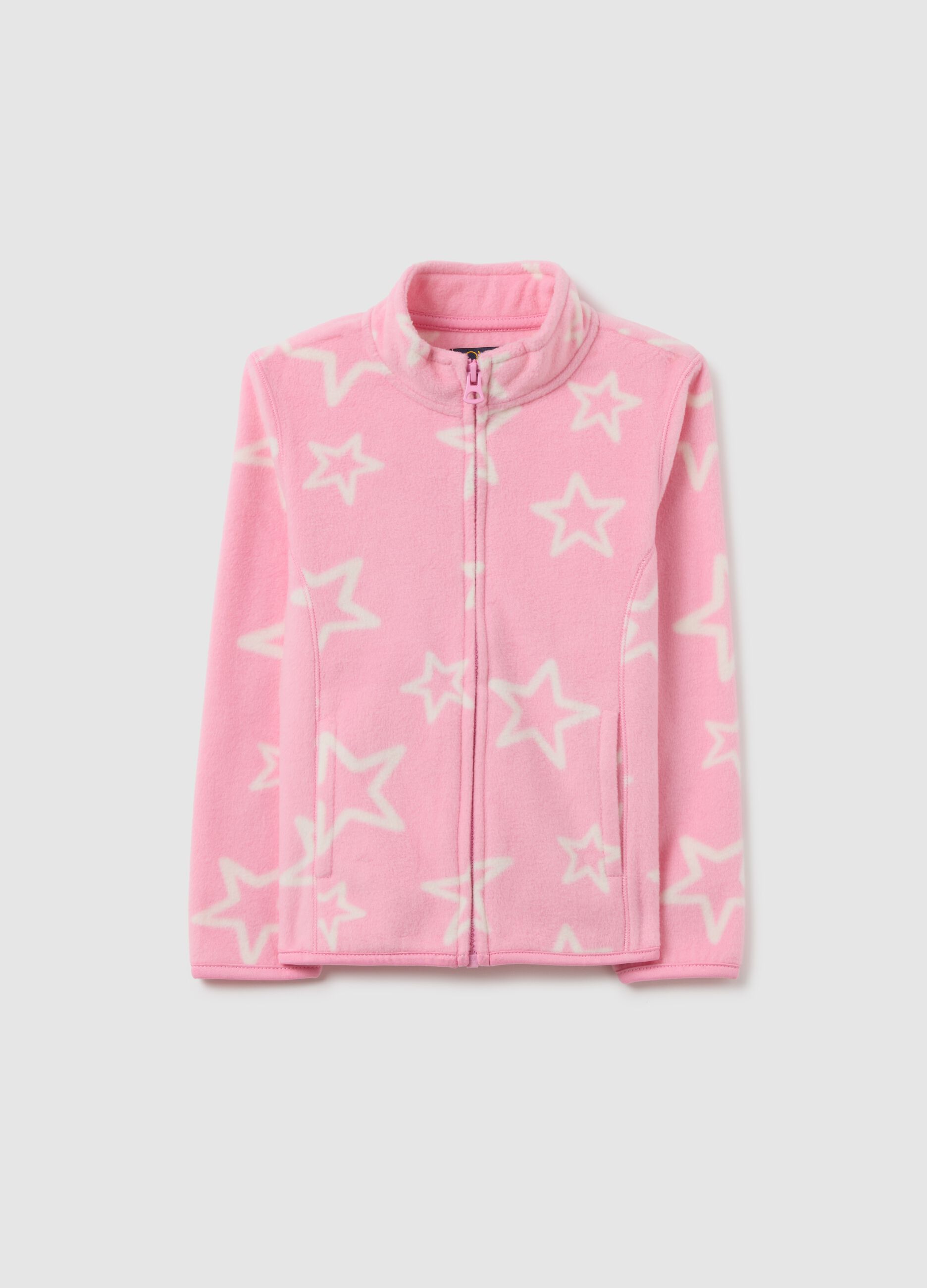 Fitted pink children's sweatshirt with stars