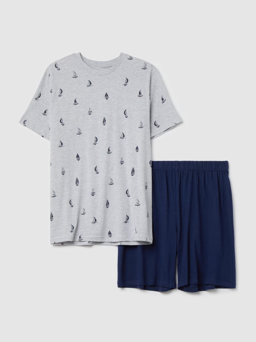 Short pyjamas in cotton with sail boats print_4
