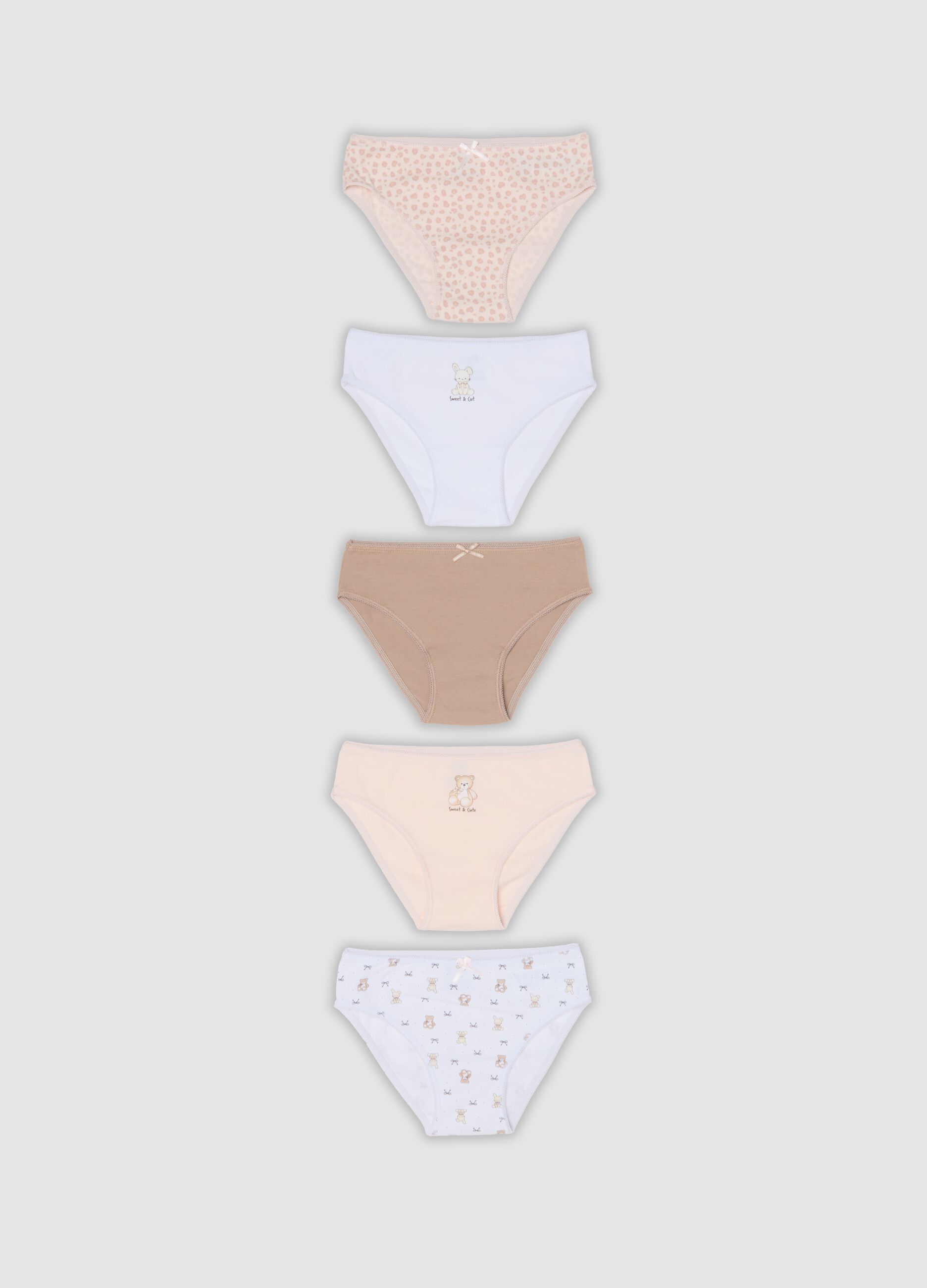 5-pack of multicoloured organic cotton briefs for girls