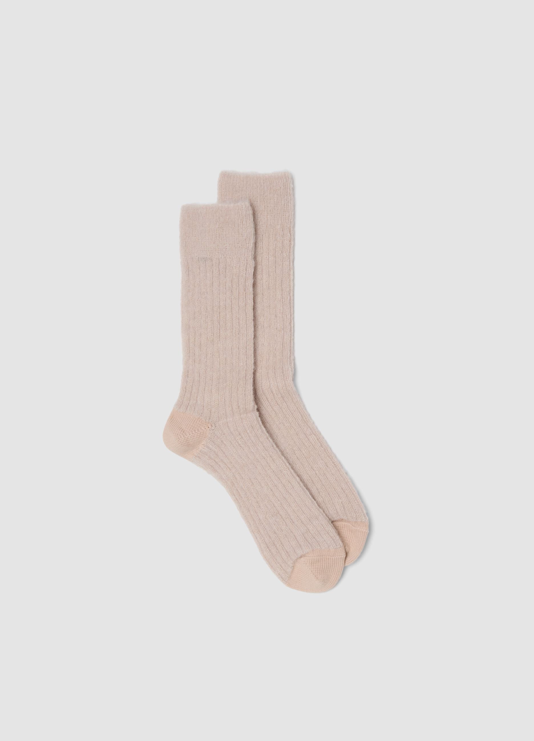 Pink stretch mohair and alpaca socks