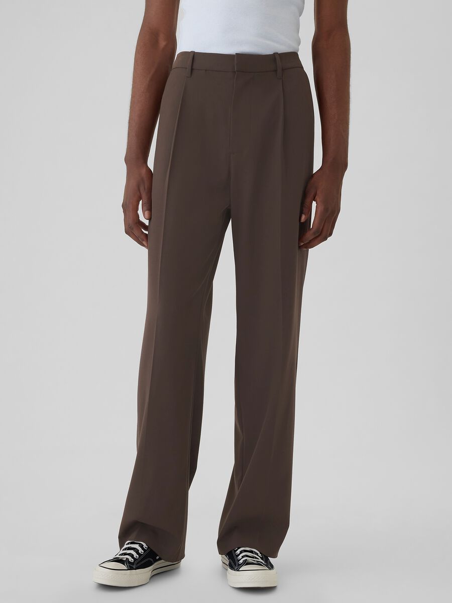 Pantaloni loose fit con pinces_1