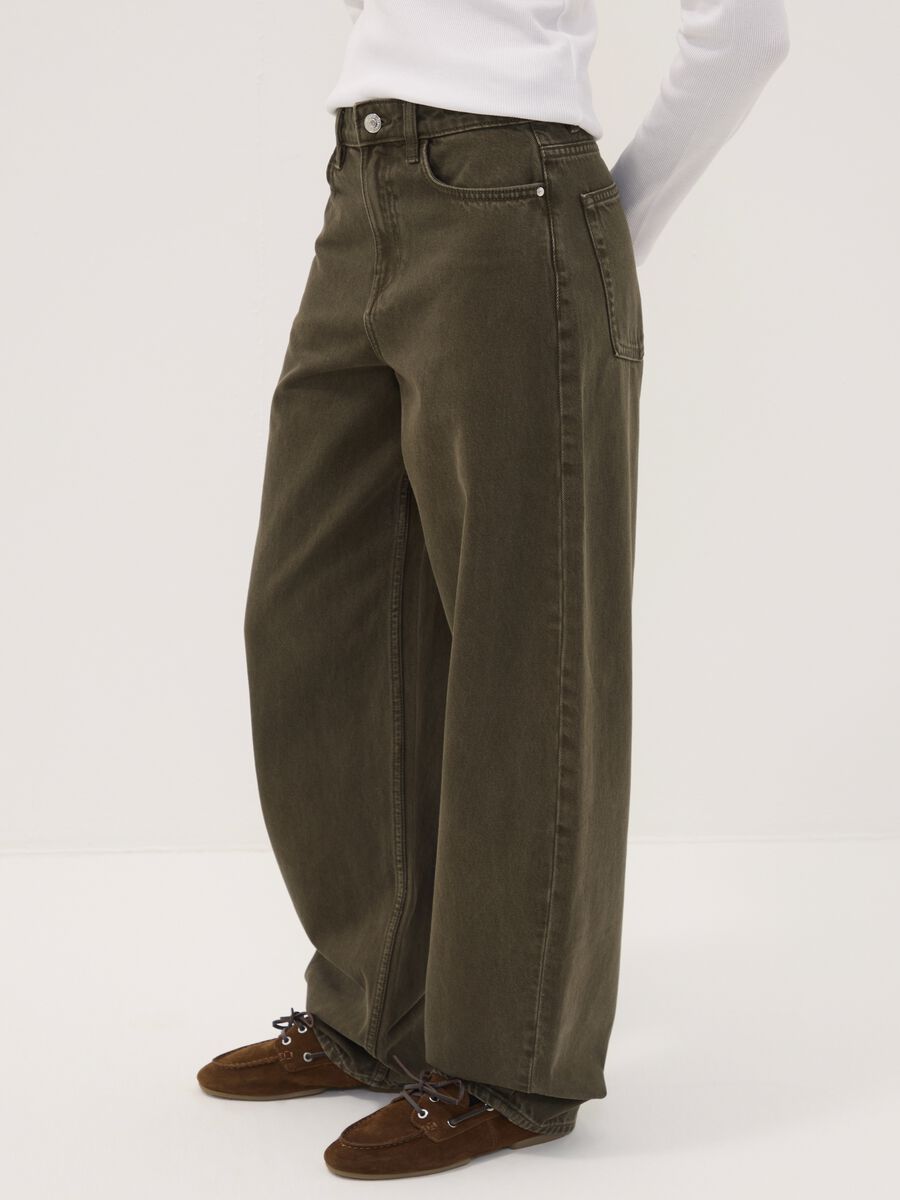 Jeans verdi in puro cotone barrel fit_2