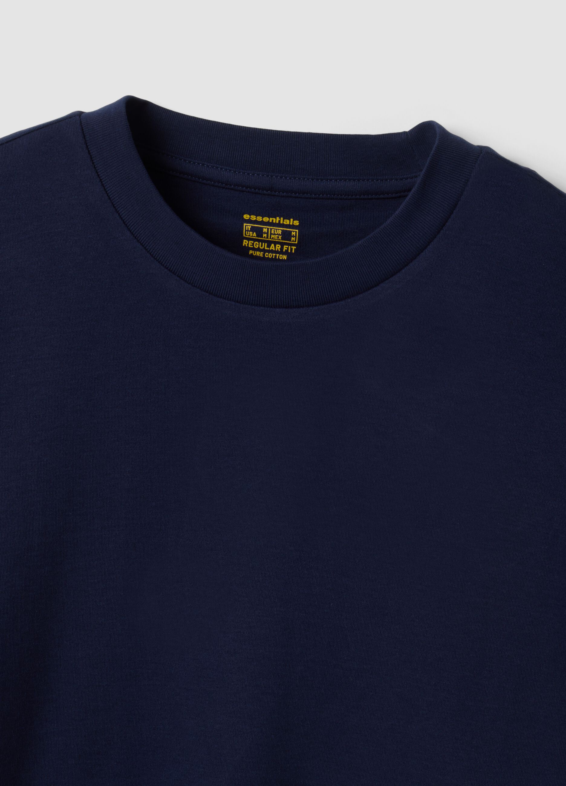 T-shirt blu in puro cotone girocollo regular fit