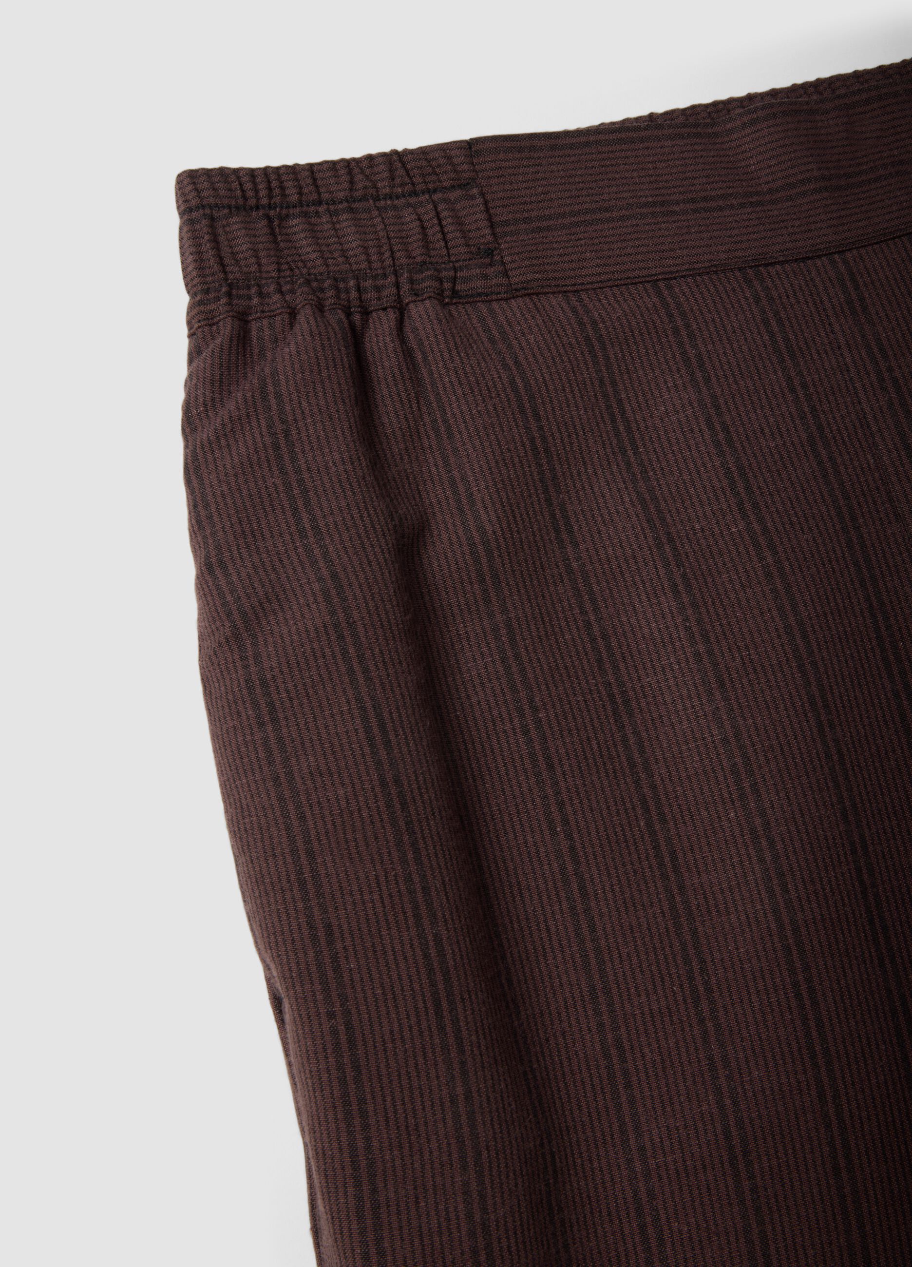 Brown wide leg striped viscose blend trousers