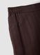 Brown wide leg striped viscose blend trousers_5