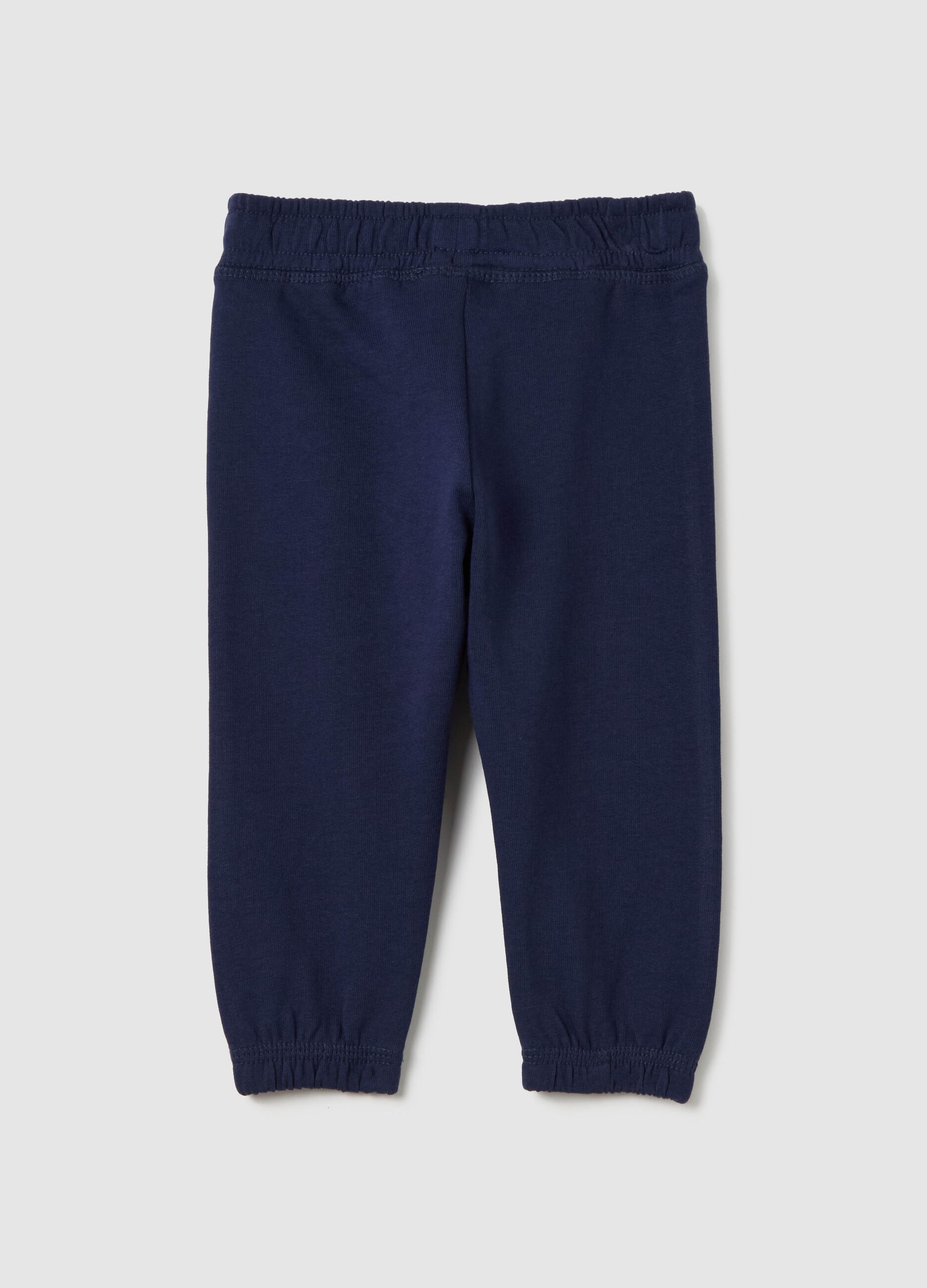 Cotton joggers with elasticated trims