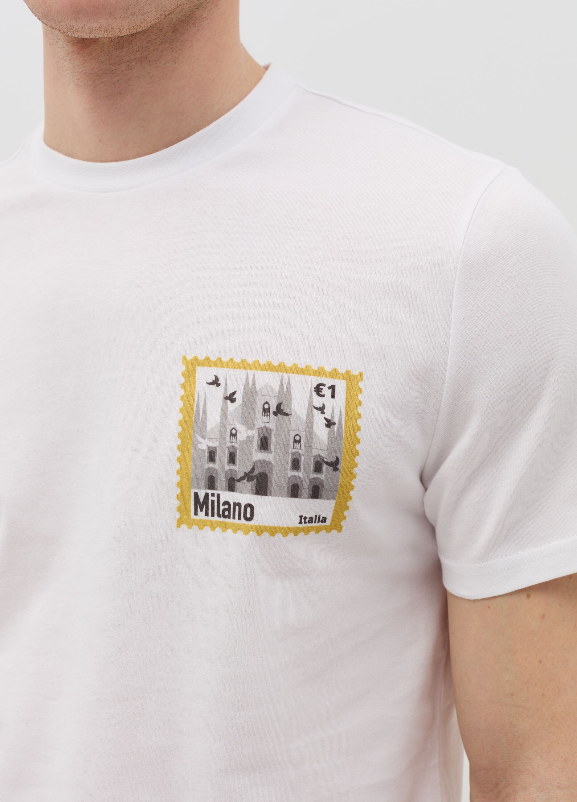 Cotton T-shirt with "Milano" print